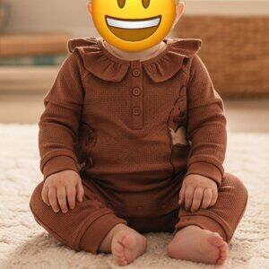 Winnie the Pooh Disney Baby Rust Brown Thermal Waffle Romper 0-3M